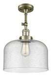 1-Light 12" Antique Brass Semi-Flush Mount - Seedy X-Large Bell Glass - Choice LED Bulbs - Choice of Finish And Incandesent Or LED Bulbs