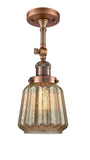 1-Light 7" Oil Rubbed Bronze Semi-Flush Mount - Mercury Plated Chatham Glass LED