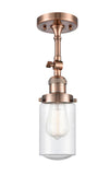 201F-AC-G314 1-Light 4.5" Antique Copper Semi-Flush Mount - Seedy Dover Glass - LED Bulb - Dimmensions: 4.5 x 4.5 x 13.25 - Sloped Ceiling Compatible: Yes
