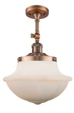 1-Light 11.75" Brushed Brass Semi-Flush Mount - Matte White Cased Large Oxford Glass LED