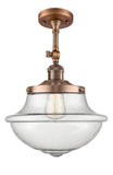 1-Light 11.75" Antique Brass Semi-Flush Mount - Seedy Large Oxford Glass LED