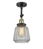 201F-BAB-G142 1-Light 7" Black Antique Brass Semi-Flush Mount - Clear Chatham Glass - LED Bulb - Dimmensions: 7 x 7 x 15.5 - Sloped Ceiling Compatible: Yes