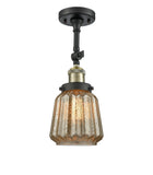 201F-BAB-G146 1-Light 7" Black Antique Brass Semi-Flush Mount - Mercury Plated Chatham Glass - LED Bulb - Dimmensions: 7 x 7 x 15.5 - Sloped Ceiling Compatible: Yes