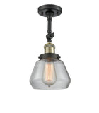 201F-BAB-G172 1-Light 7" Black Antique Brass Semi-Flush Mount - Clear Fulton Glass - LED Bulb - Dimmensions: 7 x 7 x 12.5 - Sloped Ceiling Compatible: Yes