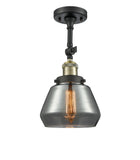 201F-BAB-G173 1-Light 7" Black Antique Brass Semi-Flush Mount - Plated Smoke Fulton Glass - LED Bulb - Dimmensions: 7 x 7 x 12.5 - Sloped Ceiling Compatible: Yes
