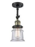 201F-BAB-G182S 1-Light 6" Black Antique Brass Semi-Flush Mount - Clear Small Canton Glass - LED Bulb - Dimmensions: 6 x 6 x 13.5 - Sloped Ceiling Compatible: Yes