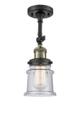 201F-BAB-G184S 1-Light 6" Black Antique Brass Semi-Flush Mount - Seedy Small Canton Glass - LED Bulb - Dimmensions: 6 x 6 x 13.5 - Sloped Ceiling Compatible: Yes