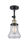 201F-BAB-G194 1-Light 6.25" Black Antique Brass Semi-Flush Mount - Seedy Bellmont Glass - LED Bulb - Dimmensions: 6.25 x 6.25 x 13.5 - Sloped Ceiling Compatible: Yes