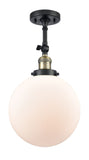 201F-BAB-G201-10 1-Light 10" Black Antique Brass Semi-Flush Mount - Matte White Cased Beacon Glass - LED Bulb - Dimmensions: 10 x 10 x 16 - Sloped Ceiling Compatible: Yes