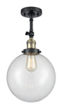 201F-BAB-G202-10 1-Light 10" Black Antique Brass Semi-Flush Mount - Clear Beacon Glass - LED Bulb - Dimmensions: 10 x 10 x 16 - Sloped Ceiling Compatible: Yes