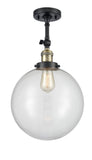 201F-BAB-G202-12 1-Light 12" Black Antique Brass Semi-Flush Mount - Clear Beacon Glass - LED Bulb - Dimmensions: 12 x 12 x 18 - Sloped Ceiling Compatible: Yes