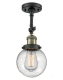 201F-BAB-G204-6 1-Light 6" Black Antique Brass Semi-Flush Mount - Seedy Beacon Glass - LED Bulb - Dimmensions: 6 x 6 x 14.25 - Sloped Ceiling Compatible: Yes