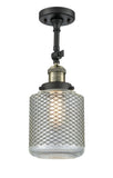 201F-BAB-G262 1-Light 6" Black Antique Brass Semi-Flush Mount - Vintage Wire Mesh Stanton Glass - LED Bulb - Dimmensions: 6 x 6 x 18 - Sloped Ceiling Compatible: Yes