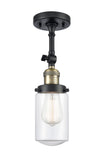 201F-BAB-G312 1-Light 4.5" Black Antique Brass Semi-Flush Mount - Clear Dover Glass - LED Bulb - Dimmensions: 4.5 x 4.5 x 13.25 - Sloped Ceiling Compatible: Yes