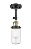 201F-BAB-G314 1-Light 4.5" Black Antique Brass Semi-Flush Mount - Seedy Dover Glass - LED Bulb - Dimmensions: 4.5 x 4.5 x 13.25 - Sloped Ceiling Compatible: Yes