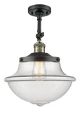 201F-BAB-G542 1-Light 11.75" Black Antique Brass Semi-Flush Mount - Clear Large Oxford Glass - LED Bulb - Dimmensions: 11.75 x 11.75 x 15.5 - Sloped Ceiling Compatible: Yes