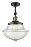 201F-BAB-G544 1-Light 11.75" Black Antique Brass Semi-Flush Mount - Seedy Large Oxford Glass - LED Bulb - Dimmensions: 11.75 x 11.75 x 15.5 - Sloped Ceiling Compatible: Yes