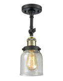 201F-BAB-G54 1-Light 5" Black Antique Brass Semi-Flush Mount - Seedy Small Bell Glass - LED Bulb - Dimmensions: 5 x 5 x 13.5 - Sloped Ceiling Compatible: Yes