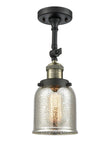 201F-BAB-G58 1-Light 5" Black Antique Brass Semi-Flush Mount - Silver Plated Mercury Small Bell Glass - LED Bulb - Dimmensions: 5 x 5 x 16 - Sloped Ceiling Compatible: Yes