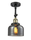 201F-BAB-G73 1-Light 8" Black Antique Brass Semi-Flush Mount - Plated Smoke Large Bell Glass - LED Bulb - Dimmensions: 8 x 8 x 13.875 - Sloped Ceiling Compatible: Yes