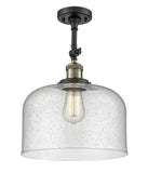 1-Light 12" Polished Chrome Semi-Flush Mount - Seedy X-Large Bell Glass LED