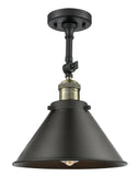 1-Light 10" Black Antique Brass Semi-Flush Mount - Matte Black Briarcliff Shade LED