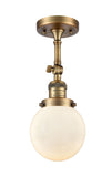 1-Light 6" Polished Nickel Semi-Flush Mount - Matte White Cased Beacon Glass LED