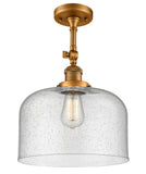 1-Light 12" Polished Chrome Semi-Flush Mount - Seedy X-Large Bell Glass LED