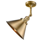 1-Light 10" Brushed Brass Semi-Flush Mount - Brushed Brass Briarcliff Shade - Choice of Finish And Incandesent Or LED Bulbs