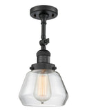 201F-BK-G172 1-Light 7" Matte Black Semi-Flush Mount - Clear Fulton Glass - LED Bulb - Dimmensions: 7 x 7 x 12.5 - Sloped Ceiling Compatible: Yes