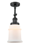 201F-BK-G181 1-Light 6" Matte Black Semi-Flush Mount - Matte White Canton Glass - LED Bulb - Dimmensions: 6 x 6 x 13.5 - Sloped Ceiling Compatible: Yes
