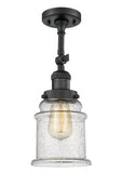 201F-BK-G184 1-Light 6" Matte Black Semi-Flush Mount - Seedy Canton Glass - LED Bulb - Dimmensions: 6 x 6 x 13.5 - Sloped Ceiling Compatible: Yes