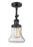 201F-BK-G194 1-Light 6.25" Matte Black Semi-Flush Mount - Seedy Bellmont Glass - LED Bulb - Dimmensions: 6.25 x 6.25 x 13.5 - Sloped Ceiling Compatible: Yes