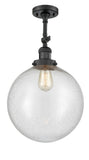 201F-BK-G204-12 1-Light 12" Matte Black Semi-Flush Mount - Seedy Beacon Glass - LED Bulb - Dimmensions: 12 x 12 x 18 - Sloped Ceiling Compatible: Yes