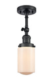 201F-BK-G311 1-Light 4.5" Matte Black Semi-Flush Mount - Matte White Cased Dover Glass - LED Bulb - Dimmensions: 4.5 x 4.5 x 13.25 - Sloped Ceiling Compatible: Yes