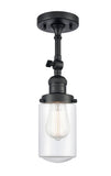 201F-BK-G312 1-Light 4.5" Matte Black Semi-Flush Mount - Clear Dover Glass - LED Bulb - Dimmensions: 4.5 x 4.5 x 13.25 - Sloped Ceiling Compatible: Yes