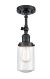 201F-BK-G314 1-Light 4.5" Matte Black Semi-Flush Mount - Seedy Dover Glass - LED Bulb - Dimmensions: 4.5 x 4.5 x 13.25 - Sloped Ceiling Compatible: Yes