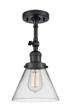 201F-BK-G42 1-Light 7.75" Matte Black Semi-Flush Mount - Clear Large Cone Glass - LED Bulb - Dimmensions: 7.75 x 7.75 x 14.5 - Sloped Ceiling Compatible: Yes