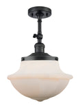 201F-BK-G541 1-Light 11.75" Matte Black Semi-Flush Mount - Matte White Cased Large Oxford Glass - LED Bulb - Dimmensions: 11.75 x 11.75 x 15.5 - Sloped Ceiling Compatible: Yes