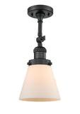 201F-BK-G61 1-Light 6.25" Matte Black Semi-Flush Mount - Matte White Cased Small Cone Glass - LED Bulb - Dimmensions: 6.25 x 6.25 x 13.5 - Sloped Ceiling Compatible: Yes