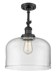 1-Light 12" Oil Rubbed Bronze Semi-Flush Mount - Clear X-Large Bell Glass LED