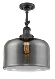 1-Light 12" Oil Rubbed Bronze Semi-Flush Mount - Plated Smoke X-Large Bell Glass LED