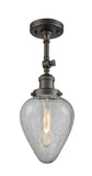 201F-OB-G165 1-Light 6.5" Oil Rubbed Bronze Semi-Flush Mount - Clear Crackle Geneseo Glass - LED Bulb - Dimmensions: 6.5 x 6.5 x 15.5 - Sloped Ceiling Compatible: Yes