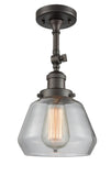 201F-OB-G172 1-Light 7" Oil Rubbed Bronze Semi-Flush Mount - Clear Fulton Glass - LED Bulb - Dimmensions: 7 x 7 x 12.5 - Sloped Ceiling Compatible: Yes