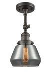 201F-OB-G173 1-Light 7" Oil Rubbed Bronze Semi-Flush Mount - Plated Smoke Fulton Glass - LED Bulb - Dimmensions: 7 x 7 x 12.5 - Sloped Ceiling Compatible: Yes