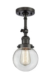 1-Light 6" Matte Black Semi-Flush Mount - Clear Beacon Glass LED