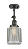 1-Light 6" Brushed Brass Semi-Flush Mount - Vintage Wire Mesh Stanton Glass LED