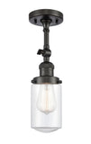201F-OB-G312 1-Light 4.5" Oil Rubbed Bronze Semi-Flush Mount - Clear Dover Glass - LED Bulb - Dimmensions: 4.5 x 4.5 x 13.25 - Sloped Ceiling Compatible: Yes