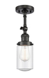201F-OB-G314 1-Light 4.5" Oil Rubbed Bronze Semi-Flush Mount - Seedy Dover Glass - LED Bulb - Dimmensions: 4.5 x 4.5 x 13.25 - Sloped Ceiling Compatible: Yes