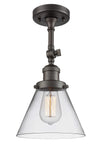 201F-OB-G42 1-Light 7.75" Oil Rubbed Bronze Semi-Flush Mount - Clear Large Cone Glass - LED Bulb - Dimmensions: 7.75 x 7.75 x 14.5 - Sloped Ceiling Compatible: Yes